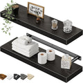 QEEIG Floating Wall Shelves - Stylish Black Home Decor | Set of 2, 23.6" Long for Bathroom, Kitchen & Living Room