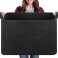OIASKET 108L Extra Large Blanket Basket, 24.8" x 16.2" x 16.2" Rectangle Woven Storage Baskets for Living Room, Nursery, Bedroom, Toy Basket with Handle (Black)