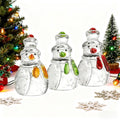 KRISININE Set of 3 Glass Snowman Figurine 1.6''*4.2'' Handmade Snowman Christmas Decorations Indoor for Home Winter Holiday Glass Paperweight Office Table Decor