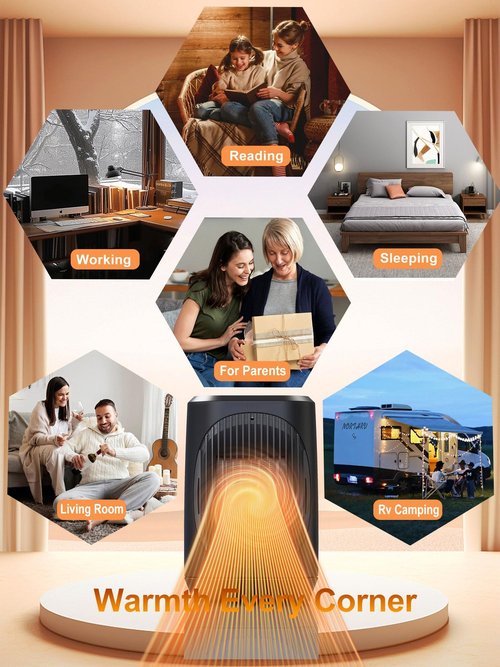 iFeiFan Small Space Heater, Portable Electric Heaters for Indoor Use With 3 Modes, 70° Oscillation, Remote Control, Energy Efficient, Low Noise,1500W PTC Ceramic Fast Safety Heating For Bedroom Office
