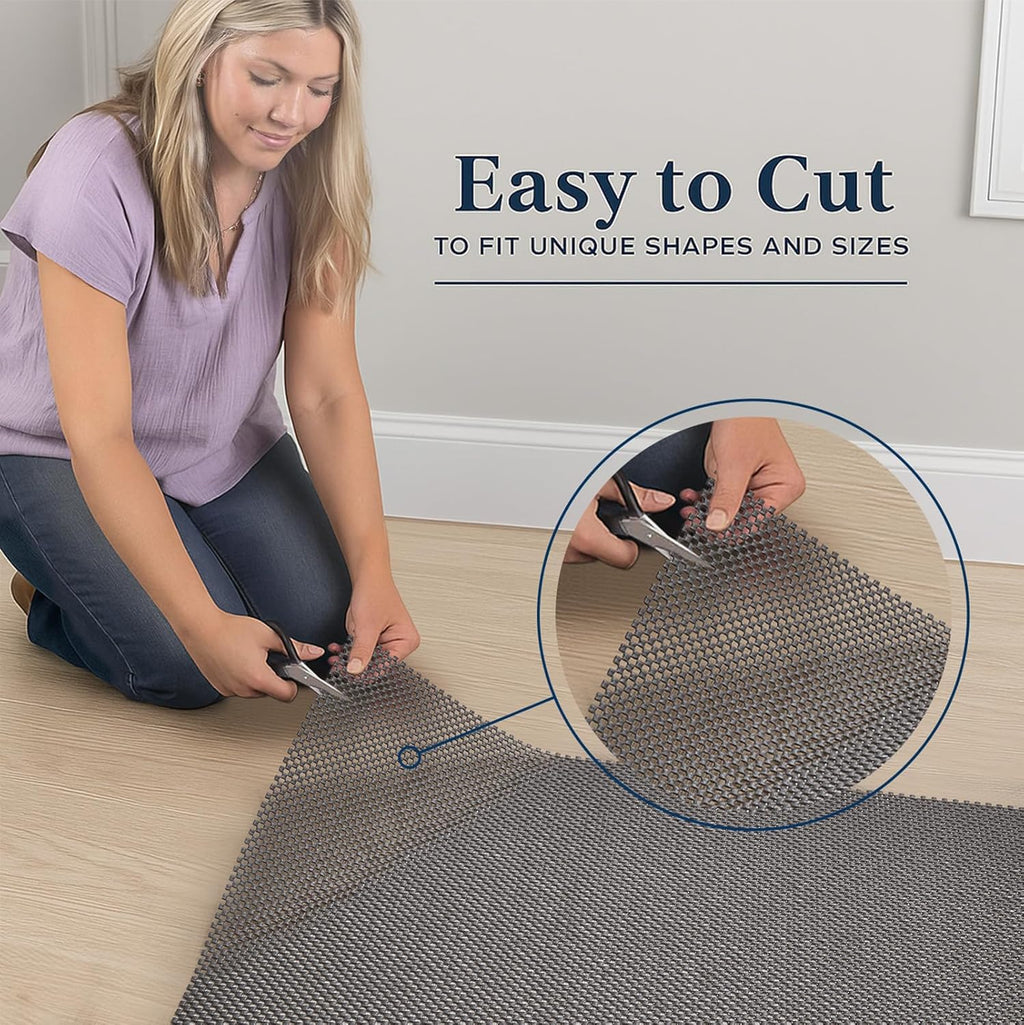 Veken Rug Pad Gripper - Non-Slip 4x6 Ft Thick Dark Grey Mat for Hardwood & Tile Floors