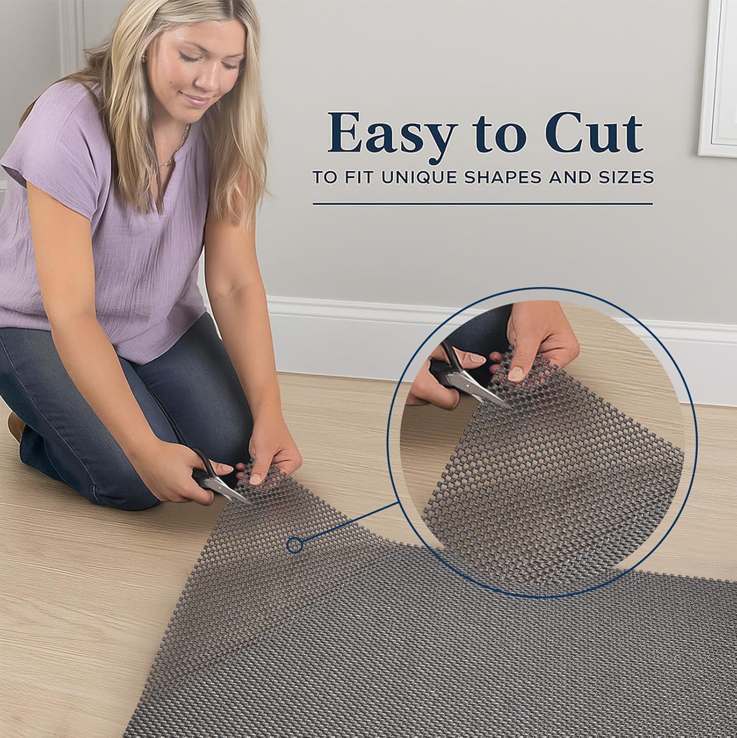 Veken Rug Pad Gripper - Non-Slip 4x6 Ft Thick Dark Grey Mat for Hardwood & Tile Floors