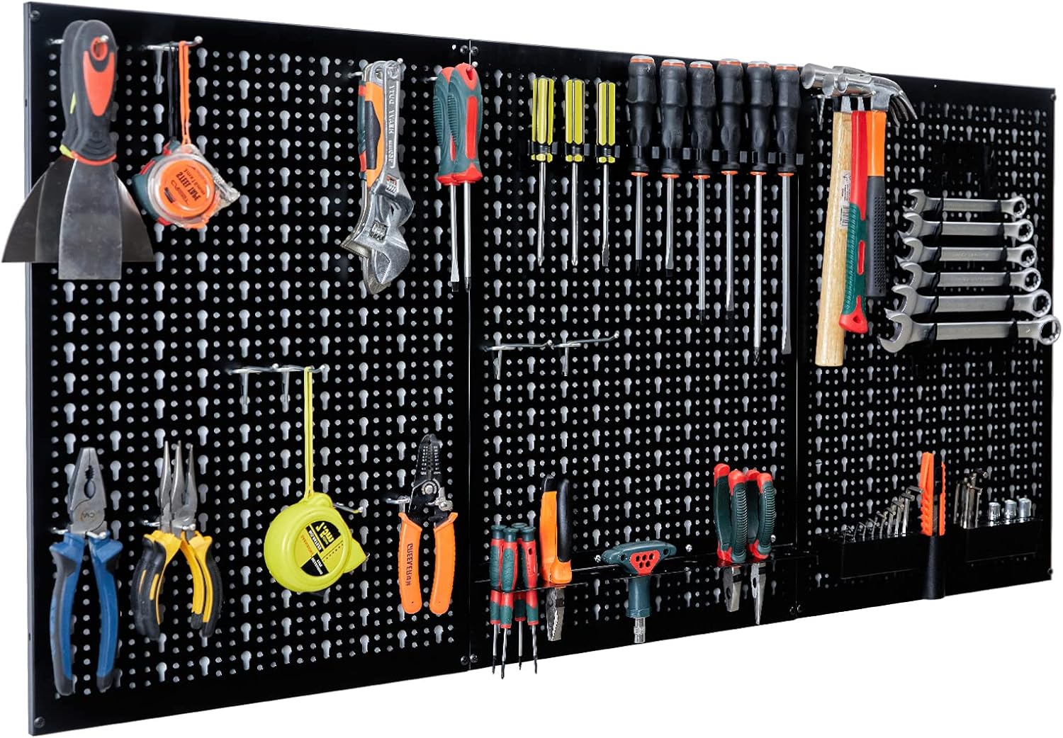 Ultrawall Pegboard Wall Organizer - 4 ft Metal Tool Storage Kit with 45 Accessories for Garage