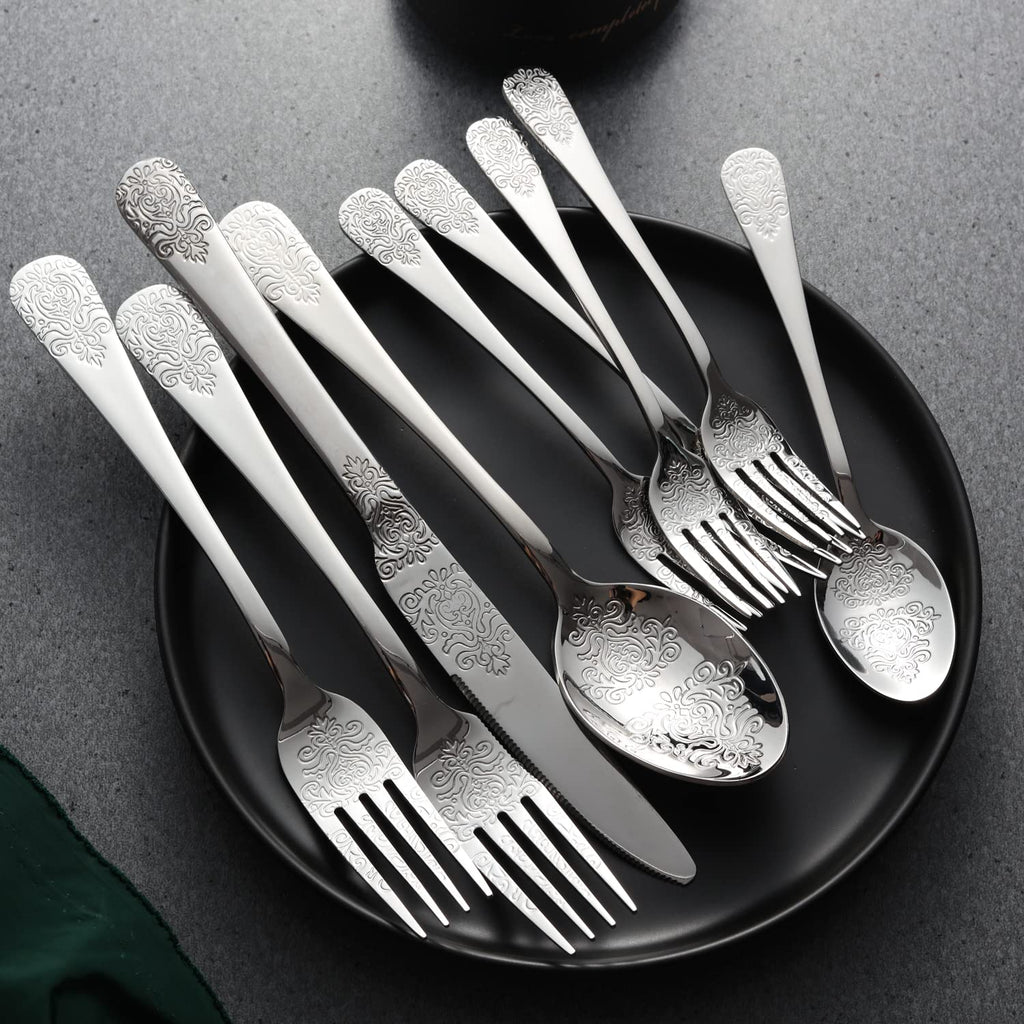 Silverware Set 40 Pieces Stainless Steel Flatware Cutlery Set Service for 8 Kitchen Utensil Tableware Sets Include Knives Forks Spoons for Kitchen Home Restaurant