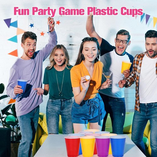 Kochorie 60 Pcs Plastic Cups - Colorful Heavy-Duty Disposable Party Cups for Celebrations