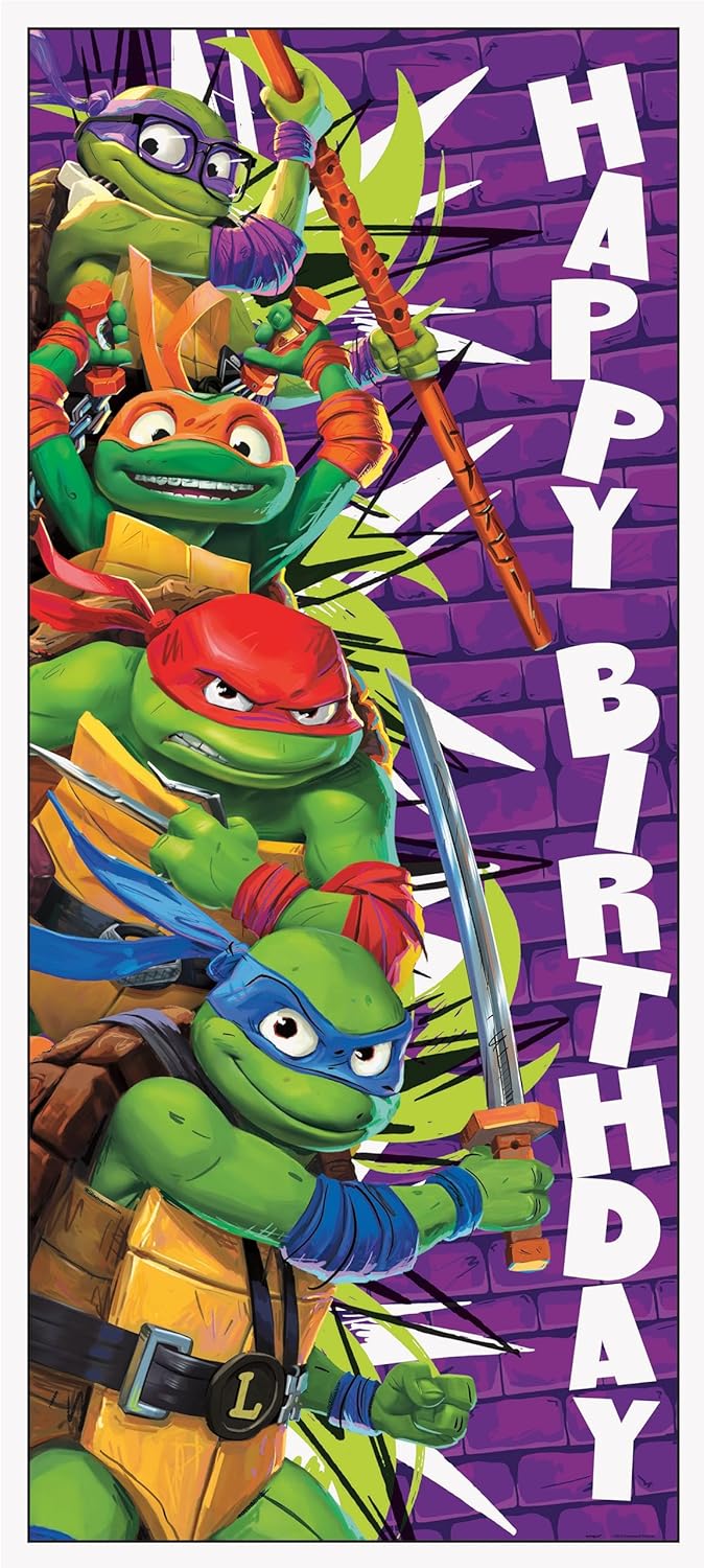 Teenage Mutant Ninja Turtles Birthday Door Poster - Eye-Catching 27" x 60" Party Decoration