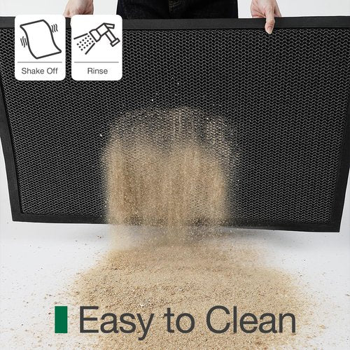LUMI Front Door Mat for Outside Entrance 24"x36", Heavy-Duty Dirt-Trapping Doormat with Durable Non-Slip Rubber Backing, Stain & Fade-Resistant Entry Mats, Black