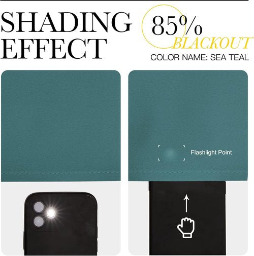 NICETOWN Blackout Curtains for Patio Glass Doors - Sea Teal, 42" Wide x 90" Long, 1 Pair | Privacy Panel Drapes