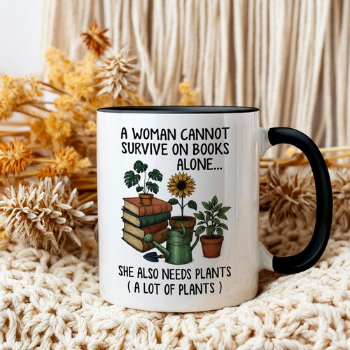 Affordali Mothers Day Plant Gifts, Book and Plant Lover Coffee Mug, Mugs for Reading and Gardening Lovers, Book Lover & Gardener Mug, Novelty Design for Bookworm and Gardening Enthusiasts