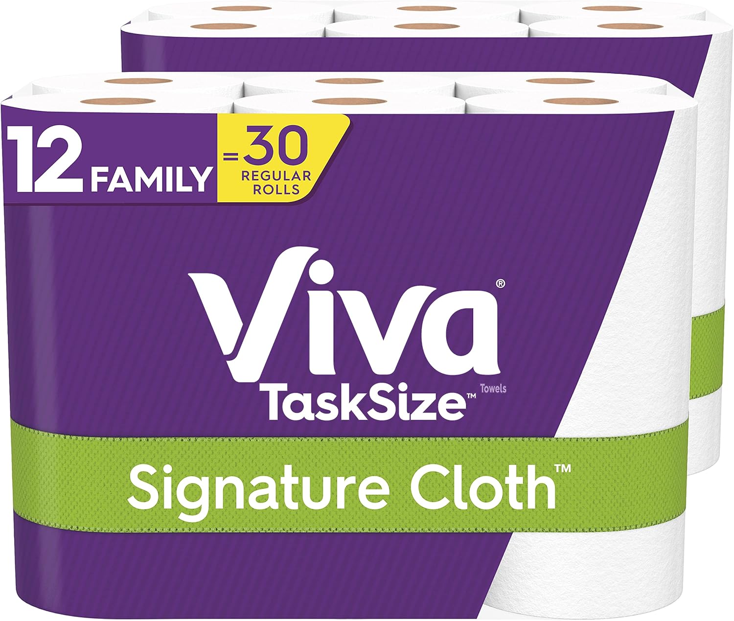 Viva Signature Cloth Paper Towels - Task Size, 12 Family Rolls (2 Packs of 6) | 30 Regular Rolls, 143 Sheets Each
