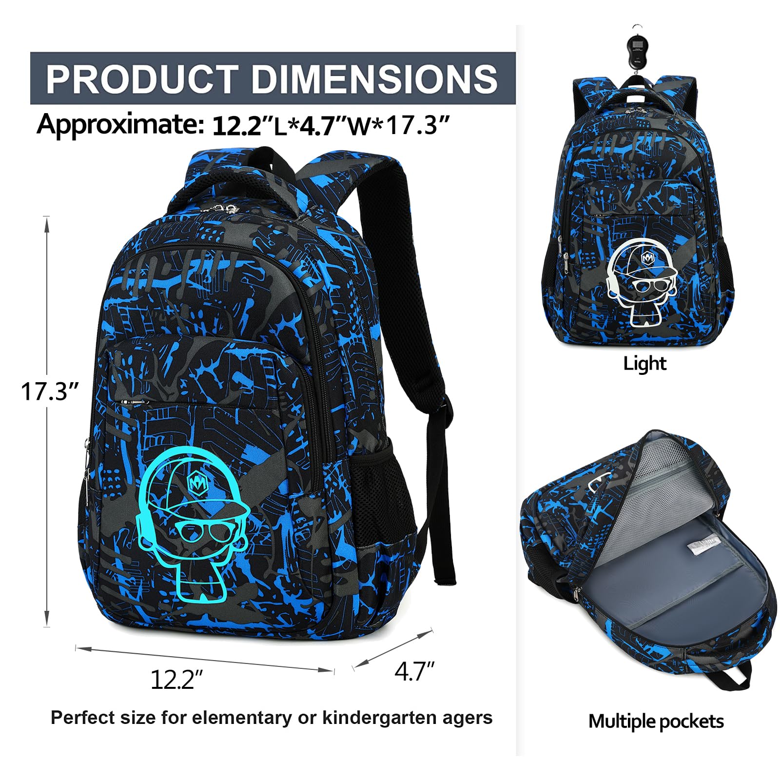LEDAOU School Backpack for Boys Girls Kids Bookbag Elementary Primary Middle School Bag Travel Back Pack for Ages 6-14