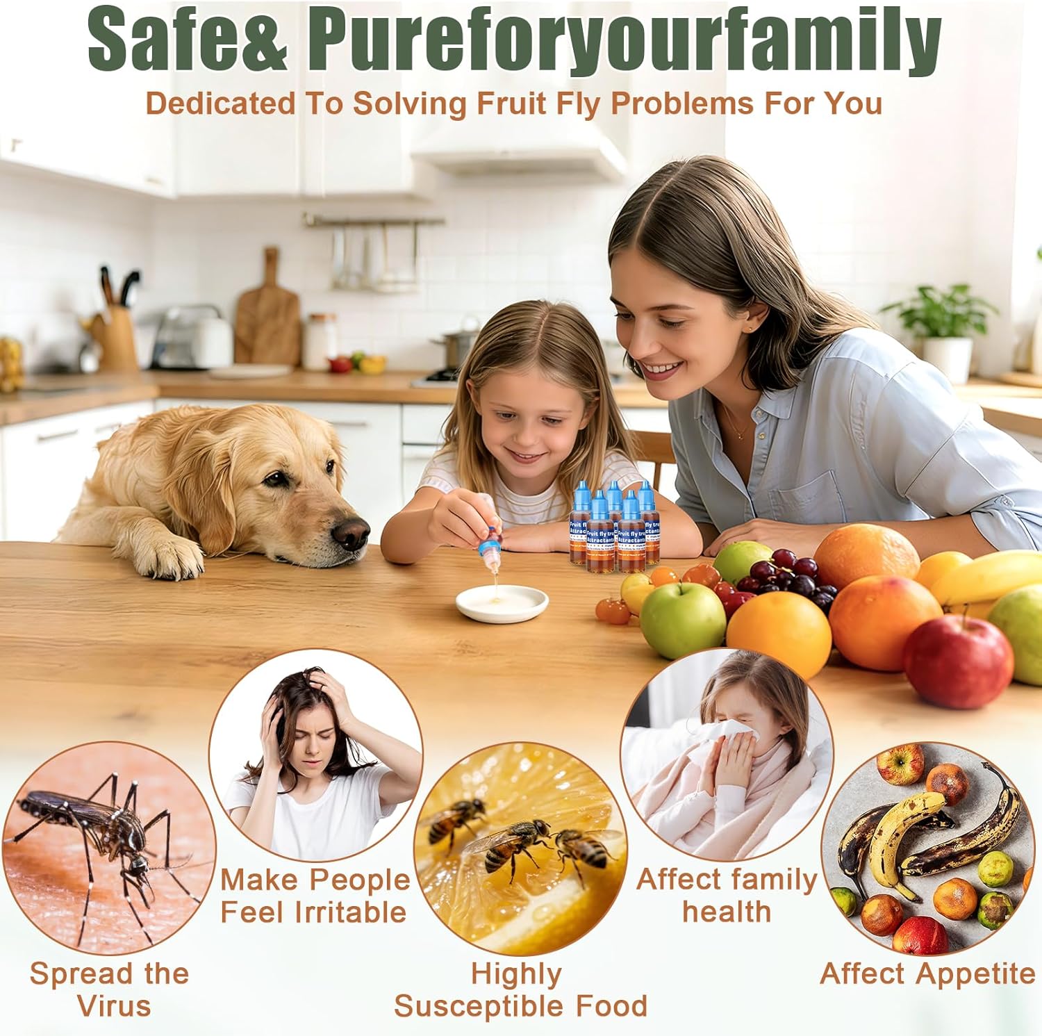 Regine Switzerland Fruit Fly Trap Refill Liquid - Effective Gnat Killer & Long-Lasting Bait (6 Pack)