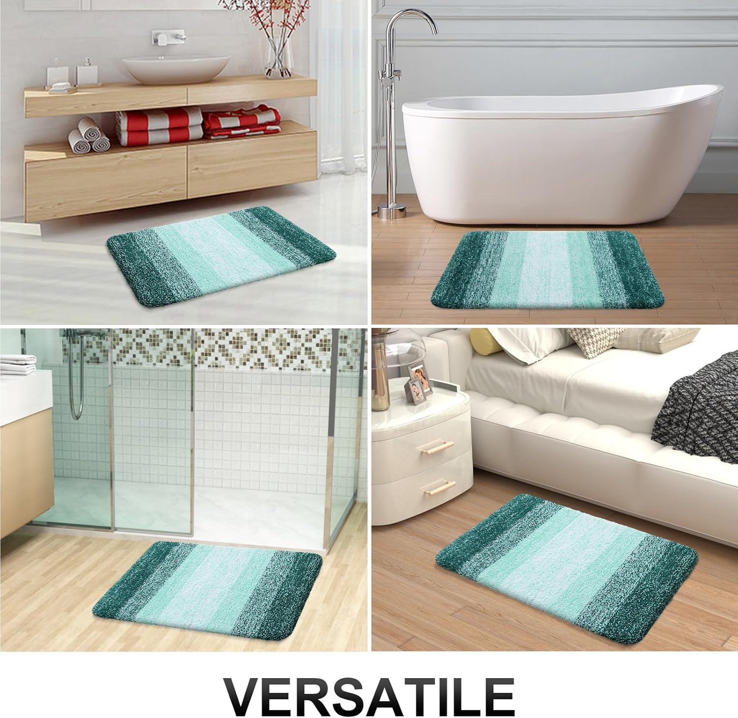 OLANLY Bathroom Runner Rug - Extra Soft Microfiber Mat 59x24 | Quick Dry & Rubber Backing in Blackish Green