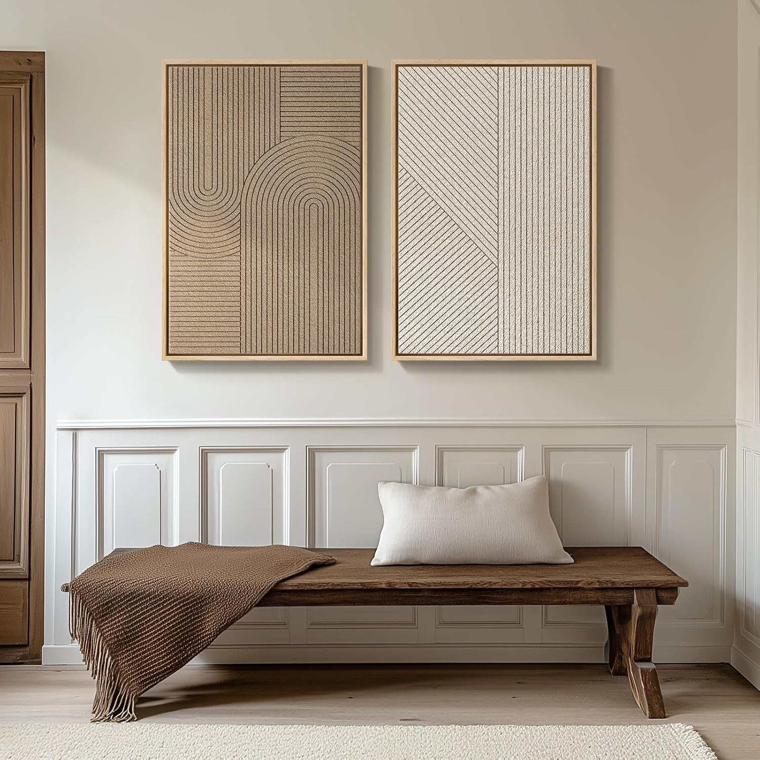 Regine Switzerland 3D Textured Wall Art Set - Modern Beige & Brown Abstract Paintings | 24x36 In