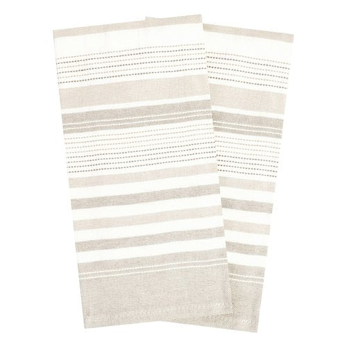 T-Fal Premium Dual-Sided Skipping Striped Kitchen Towels (2-Pack), 18" x 28", Highly Absorbent, Long-Lasting, Reversable 100% Flat-Weave Cotton Dish Towels, Hand Towels, Bar Towels, Toast