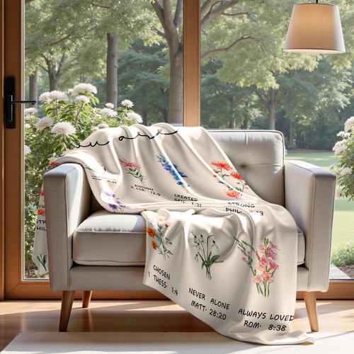 Jameswish Christian Gifts for Women Religious Flowers Blanket Floral Throw Blanket Birthday Gifts for Women Inspirational Gifts Blanket for Girls, Friend, Mom 50" x 60"