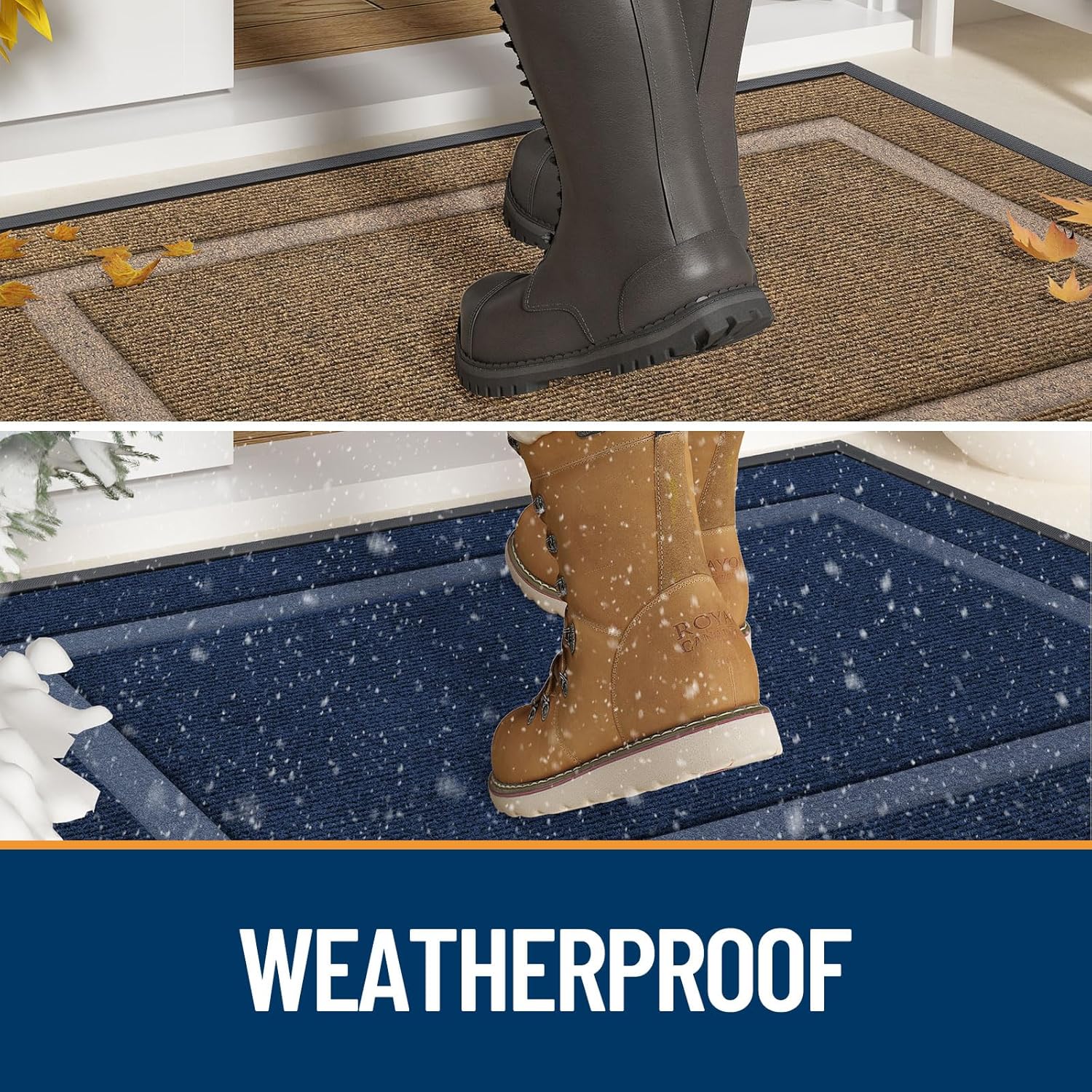 OLANLY Indoor Outdoor Front Door Mat - Waterproof, All-Season, Easy Clean | 29.5x17 Inches, Grey