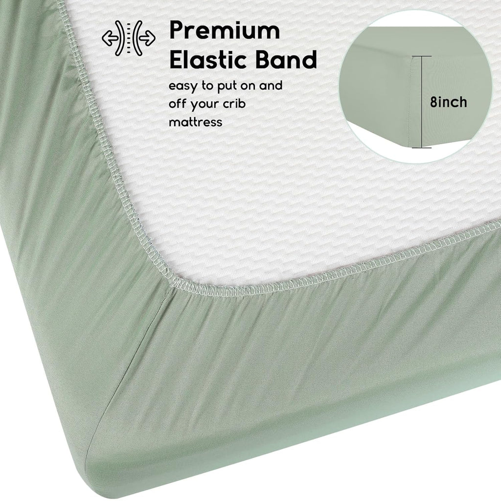 Yoofoss Fitted Baby Crib Sheets - Super Soft Microfiber 2-Pack for Standard Crib & Toddler Mattress | 28x52x8in Green & Banana Leaves