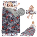 Viviland Toddler Nap Mat with Pillow and Minky Dot Blanket, Rolled Large Sleeping Mat for Boys, Kids Slumber Bag/Nap Mat for Preschool, Daycare, Kindergarten, Travel Camping - Cool Motocycle