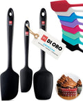 DI ORO Silicone Spatula Set | Heat-Resistant 600°F Rubber Kitchen Spatulas - BPA Free & Dishwasher Safe (3pc, Black)