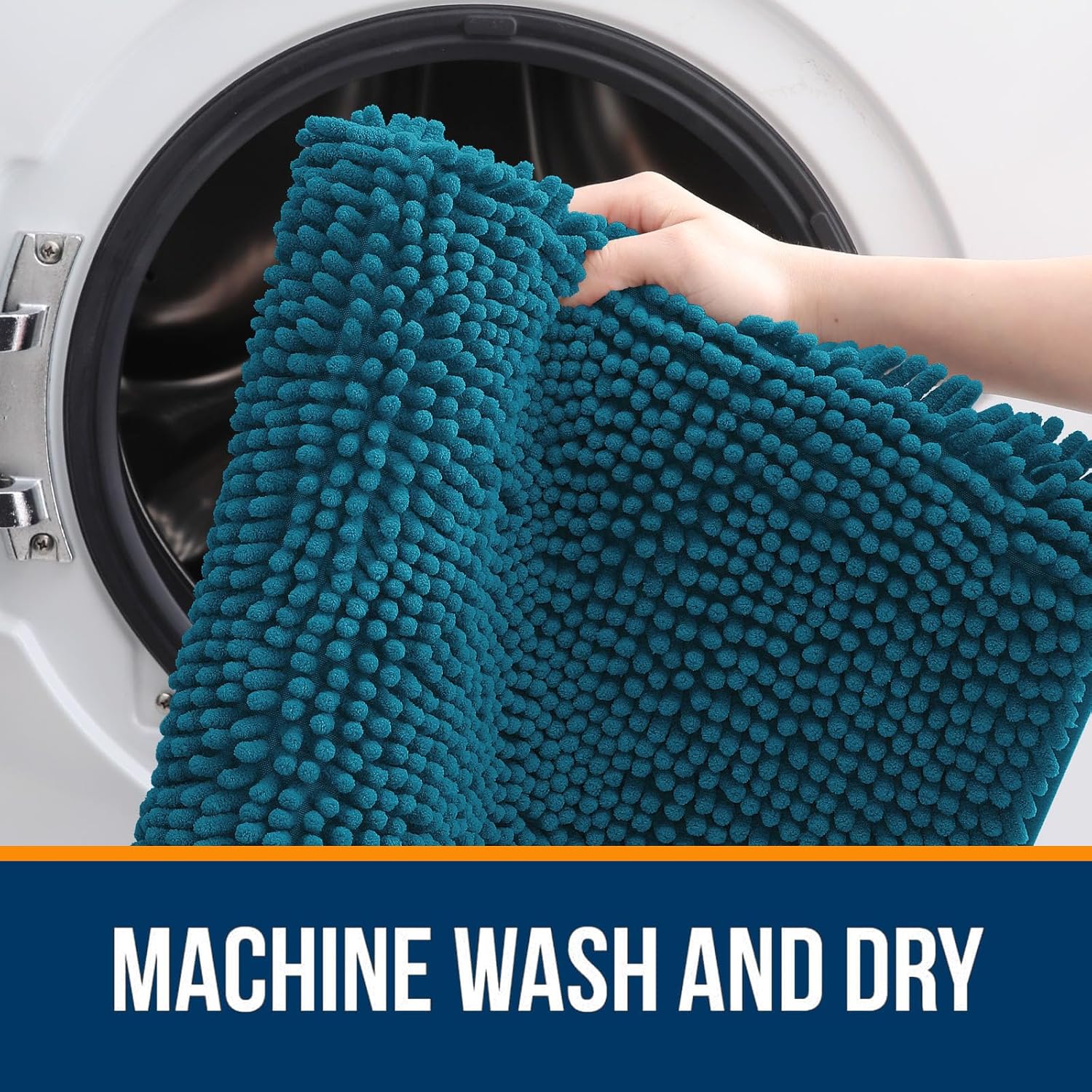 OLANLY Large Bathroom Rugs - Extra Soft Chenille Bath Mats | Quick-Dry, Machine Washable, 40x32, Peacock Blue