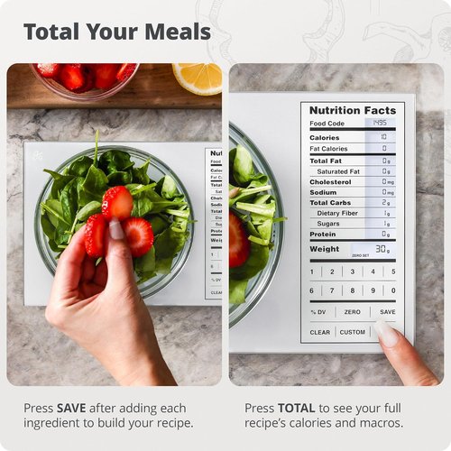 Greater Goods Food Scale - Nutrition Calculator & Meal Prep Tool | Compact 11lb Capacity, Silver