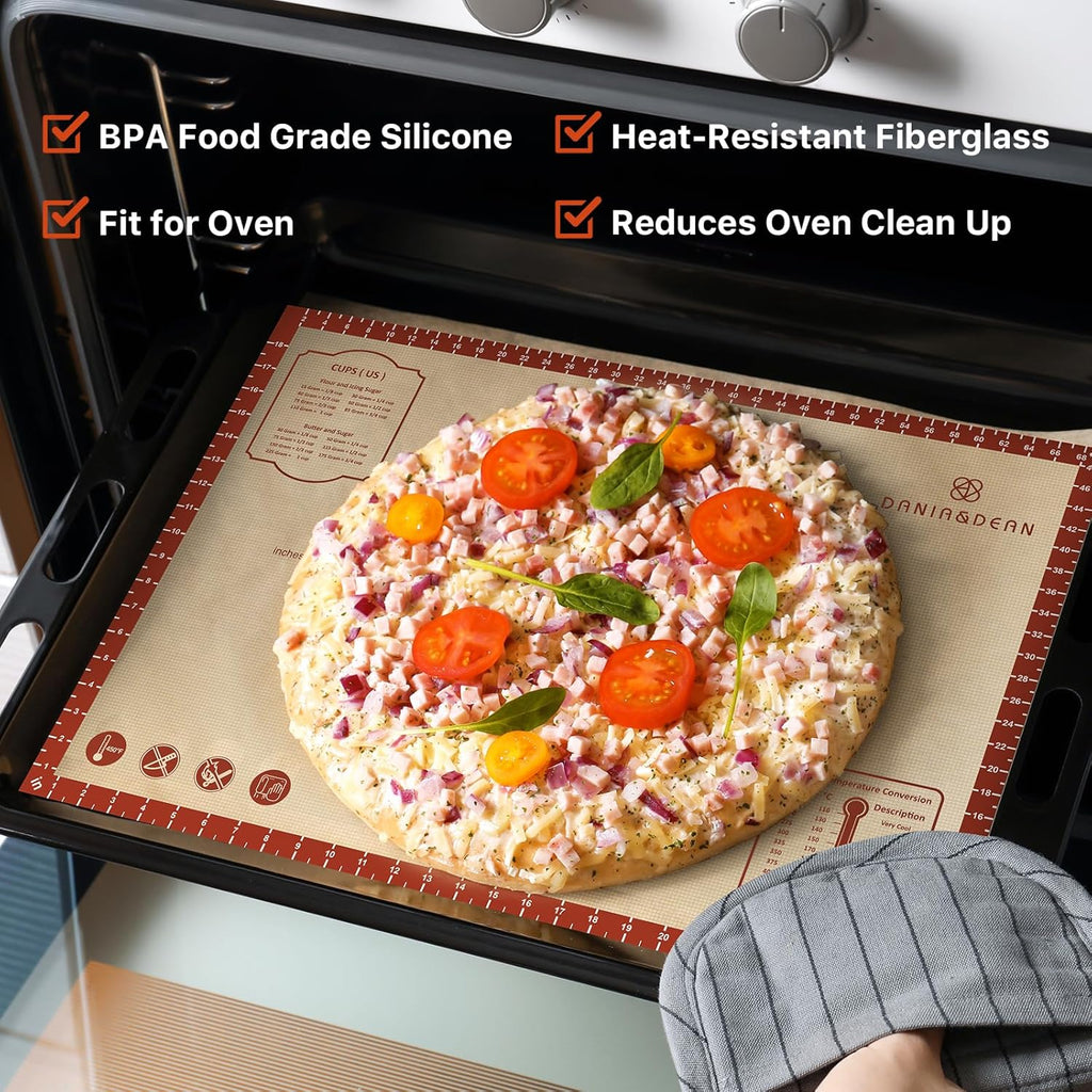 Skiennix Silicone Baking Mat - Extra Thick Non-Stick Dough Rolling Sheet | 28" x 20" Reusable Food Grade Mat for Cookies, Macarons, and Pastry