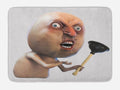 Ambesonne Humor Bath Mat, Why You No Plunger Guy Meme Face Angry Grumpy Washroom Design Print, Plush Bathroom Decor Mat with Non Slip Backing, 30.2" x 20", Tan and Peach