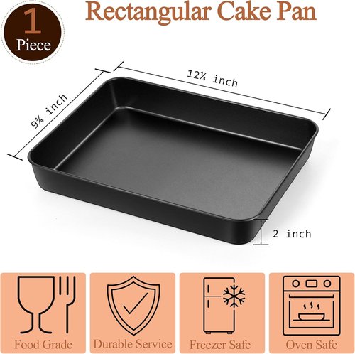 LIANYU Non-Stick Baking Cake Pan - 12⅓ x 9¾ x 2 Inch Stainless Steel Bakeware for Lasagna & Brownies
