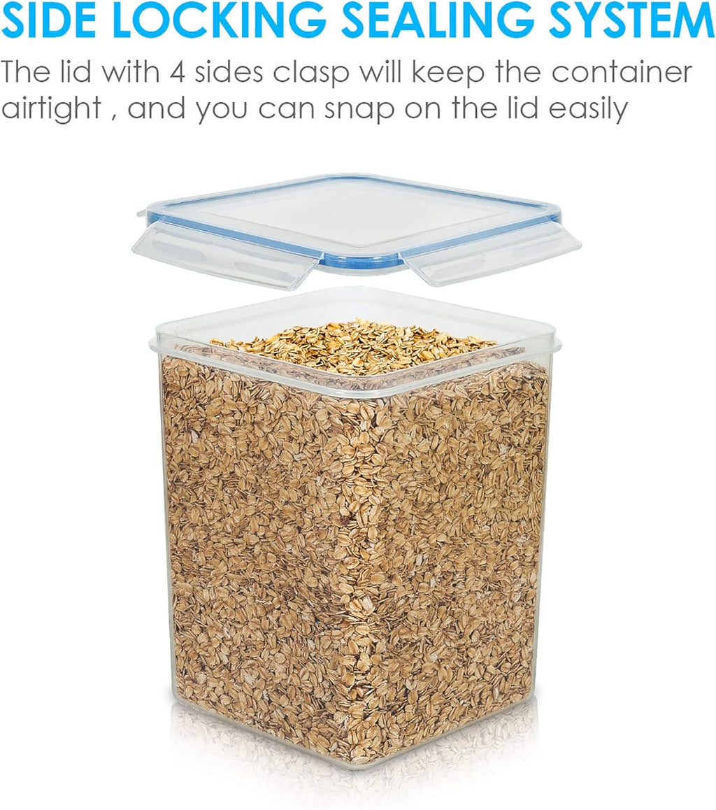 Vtopmart Large Food Storage Containers - 5.2L BPA-Free Airtight Canisters with Lids & Labels | 4-Pack in Blue