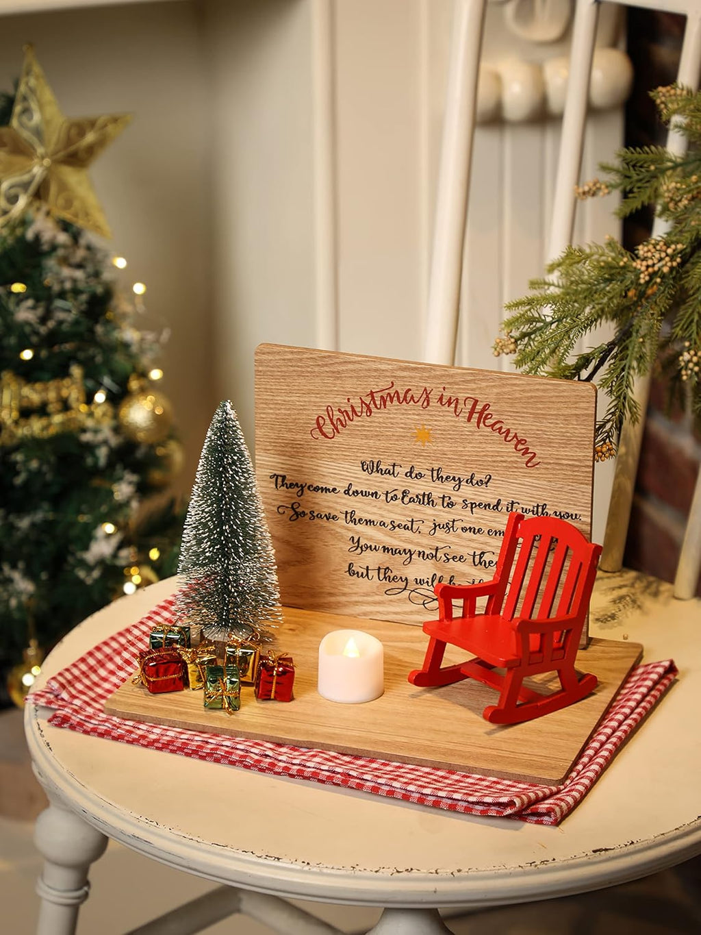 Regine Switzerland Christmas Memorial Candle Holders - Rocking Chair Ornament for Remembrance