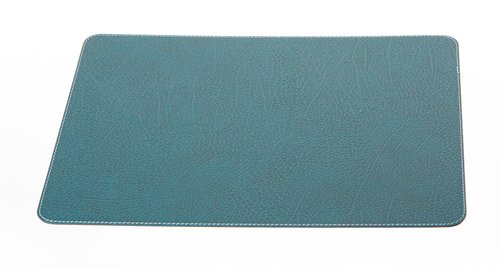 Nikalaz Set of 4 Placemats and 4 Coasters Made of Recycled Leather (18''x13'', Petroleum Green)