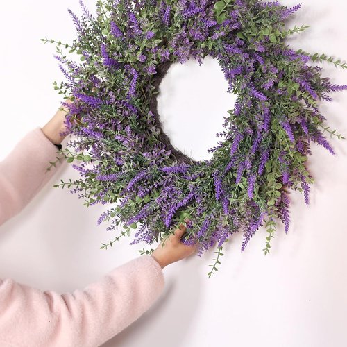 Eucalyptus & Lavender Wreath by [Brand Name] - 26'' Large Artificial Floral Decor for All Seasons | Purple