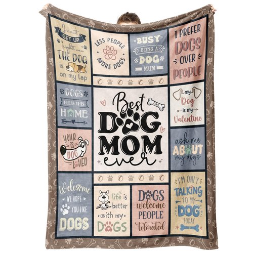 SteadStyle Mothers Day Dog Mom Gifts for Women – Best Ever Blanket for Pet Lovers, Funny Canine-Inspired Throw for Women, Cozy Present for Dog Owners on Birthday, Christmas, or Mother’s Day 60" x 50"