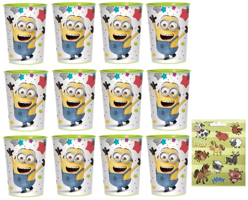 Amscan Despicable Me Birthday Party Supplies Bundle includes 12 Plastic Reusable Cups
