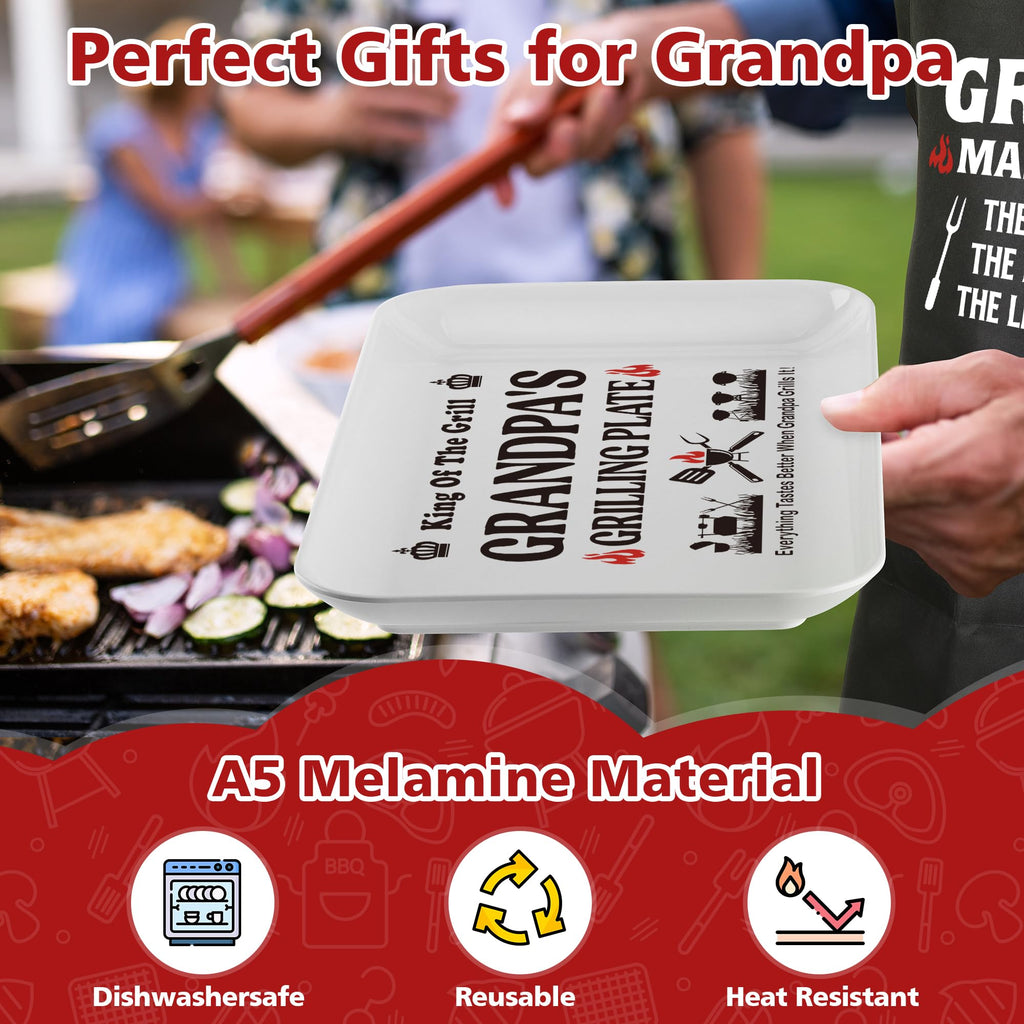 Grandpa Birthday Gifts,Best Grandpa Gifts from Grandkids,Great Papa Grandfather Grandparents Christmas Presents from Granddaughter Grandson,Funny BBQ Grilling Platter with Apron Sets for Fathers Day
