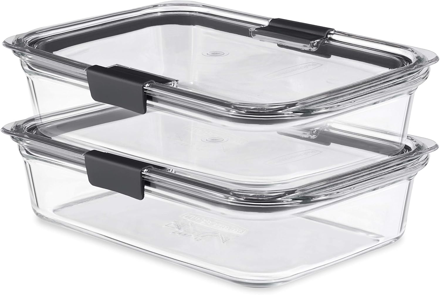 Rubbermaid Brilliance Glass Food Storage Containers - 8-Piece Set, BPA Free & Leak Proof, Clear/Grey