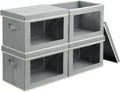 Homsorout Collapsible Storage Bins - 4 Pack Fabric Closet Organizers with Lids | Grey Baskets for Home & Dorm