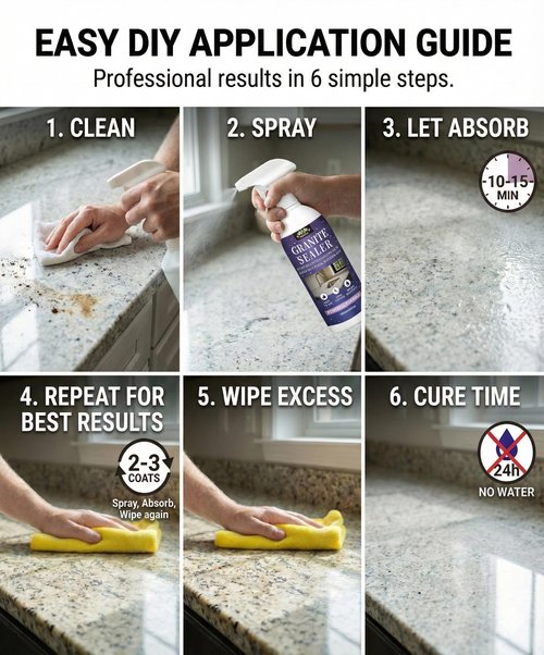 Meuvcol Granite Sealer & Protector Spray - 35 Oz Marble Sealer for Quartz, Quartzite, Stone, Granite Countertops - Prevents Water Spots & Oil Stains - Non-Toxic Stone Care for Kitchen, Bath & Shower