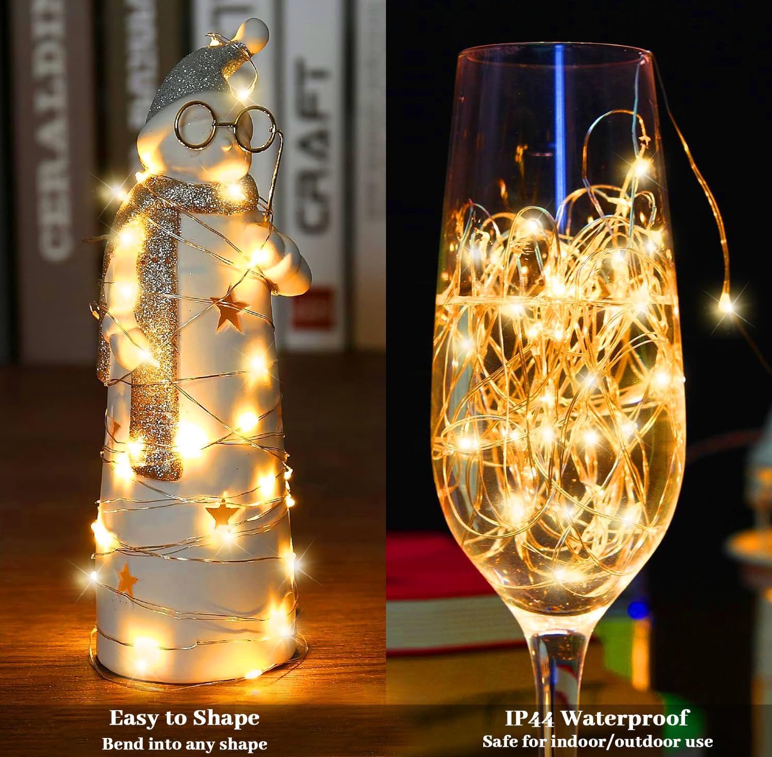 Yiaht 12-Pack Battery Operated Fairy String Lights - 20 LED Waterproof Silver Wire for Bedroom & Party Decor