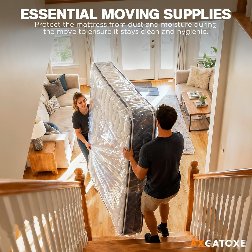 Skiennix Queen Size Plastic Mattress Bag - Waterproof Mattress Protector for Safe Moving & Storage