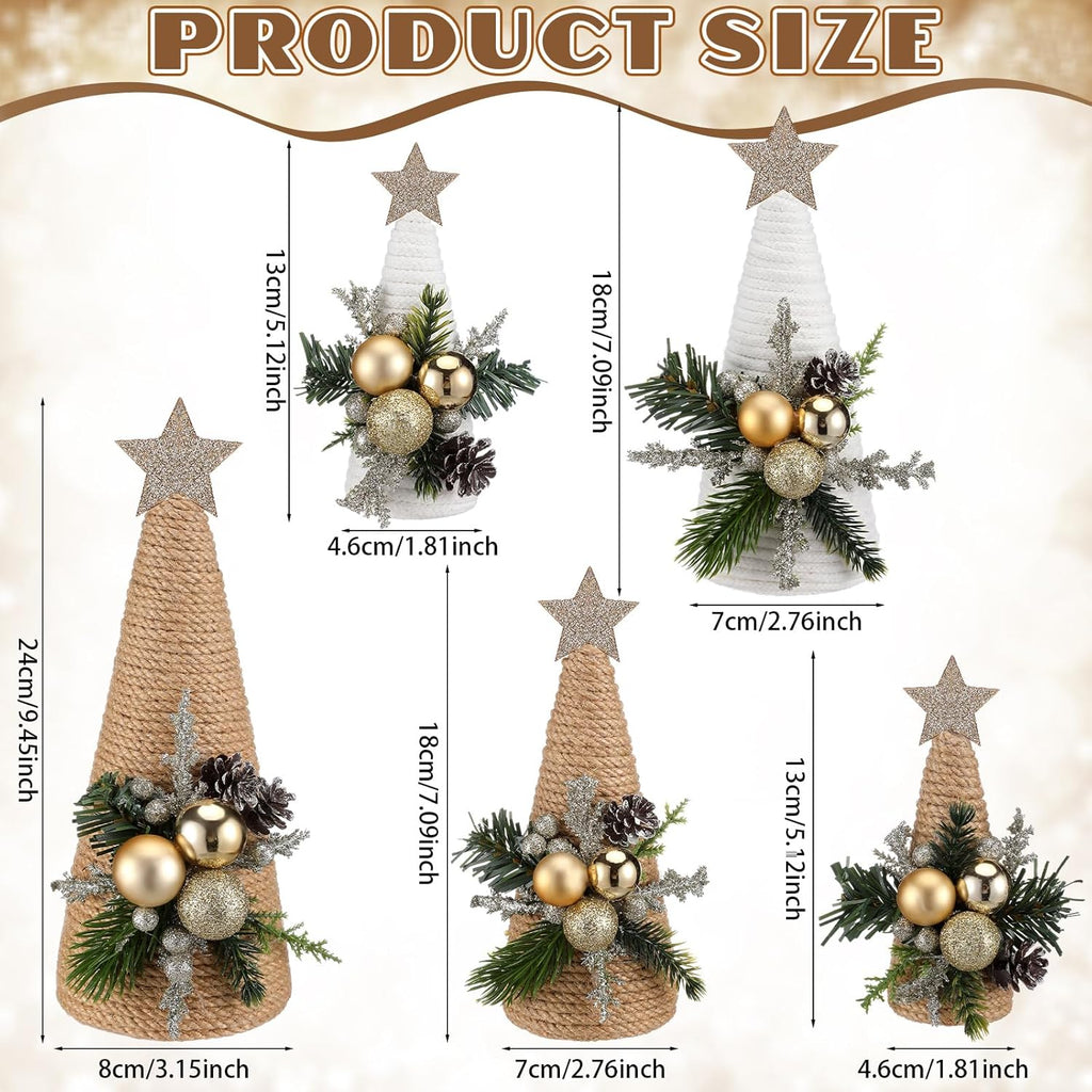 Thyle Christmas Yarn Trees - 5 Pcs Artificial Cone Tree Centerpiece for Holiday Decor | Winter Kitchen Tabletop