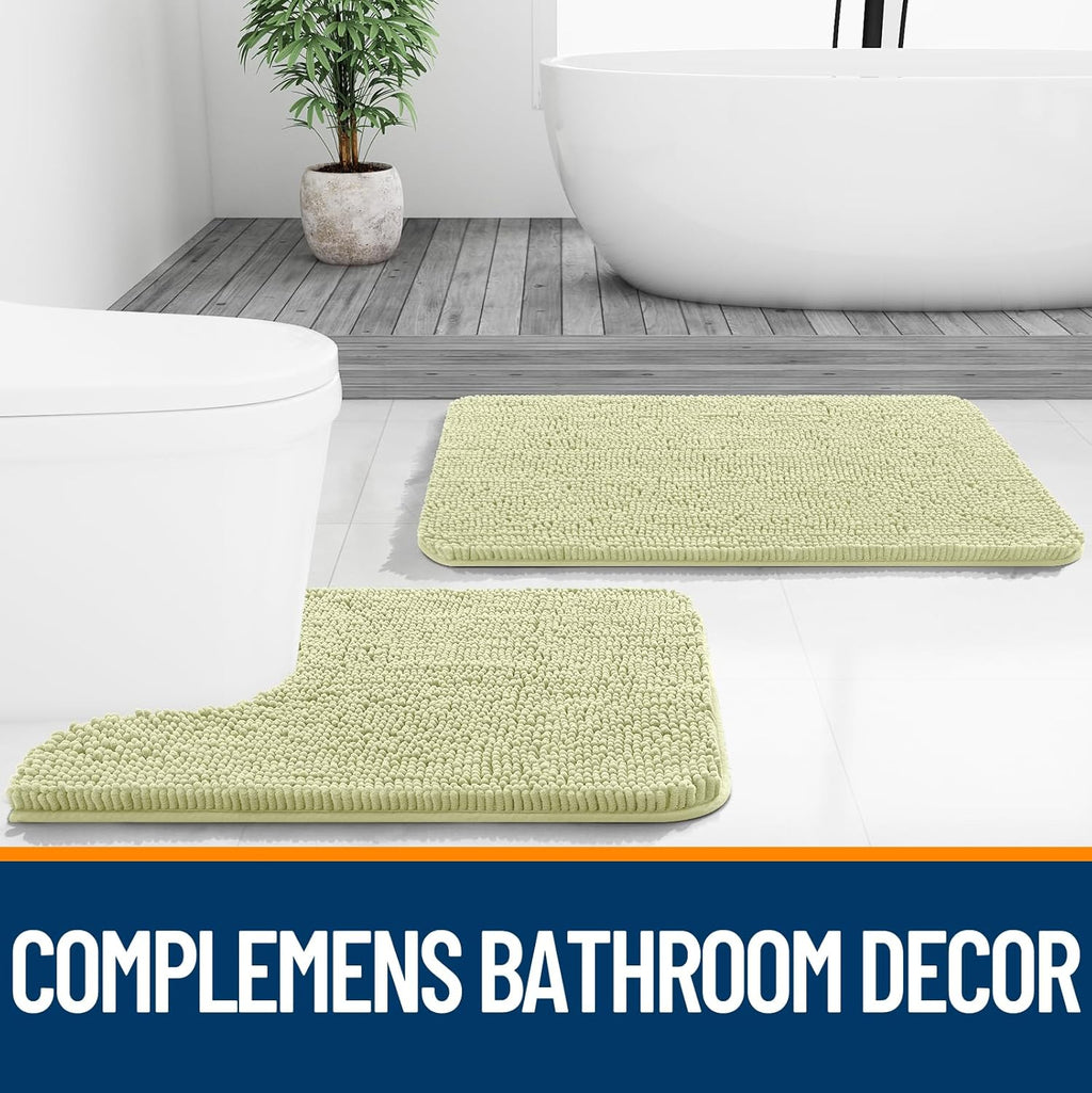 OLANLY Bathroom Rugs - Extra Soft Chenille Bath Mats | Quick-Dry, Machine Washable, 36x24, Vanilla