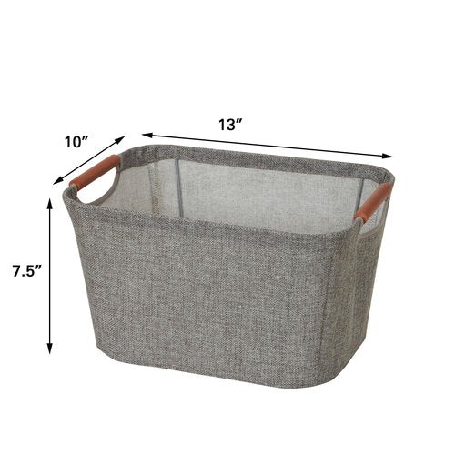 Household Essentials Small Tapered Storage Bin with Wood Handles
