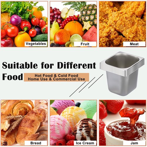 BSTKEY 12 Pack 1/6 Size 6 Inch Deep Hotel Pan, Stainless Steel Steam Table Pans, Stackable Catering Pan Commercial Food Pans for Kitchen Restaurant Buffet Party Supplies