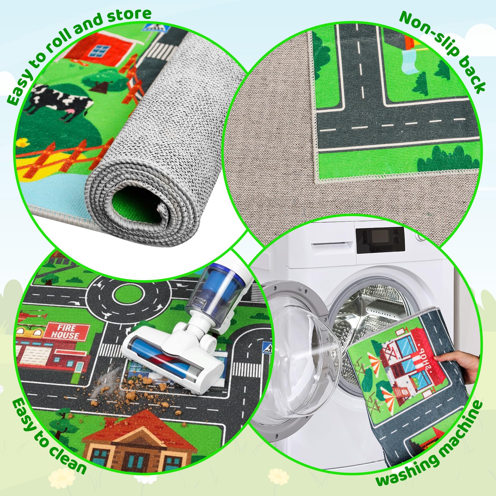 Kids Carpet Car Play Rug, City Life Traffic Road Kids Rug Playmat,Non Slip Children Educational Game Car Mat Area Rug for Playroom Boys Bedroom Classroom (59X39.4 INCH, Style 1)