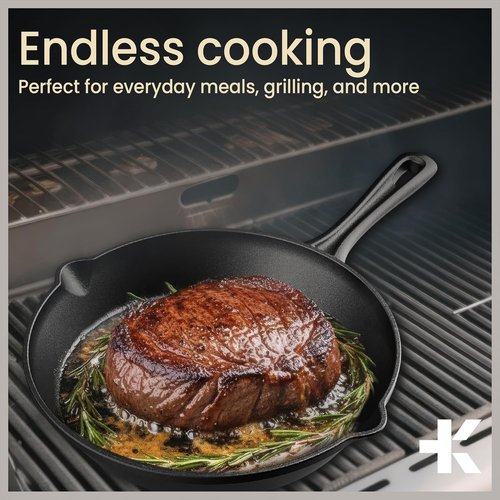 Bakken Cast Iron Skillet Set - Pre-Seasoned 10" & 12" Frying Pans for Even Heat Retention | Versatile for Stove, Oven & Grill