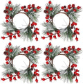 Christmas Candle Rings | Festive Wreath Garland for 3" Dia Pillar Candles with Red Berries