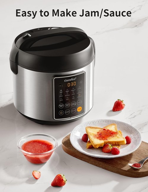 COMFEE' Rice Cooker - 14-in-1 Stainless Steel Multi Cooker with 5.3 QT Capacity | Perfect for Brown Rice, Quinoa & Oatmeal