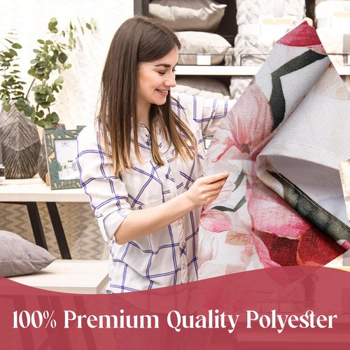 Majestic Giftware Polyester Tablecloths for Rectangle Tables | (60/90) - TC1500 Red Floral Print Hem Stitch Dining Table Cover | Decorative Washable Tablecloth for Home, Kitchen & Dining